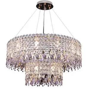 Cristallo di lusso rettangolare lampada pendente a Led regolabile in altezza soggiorno cucina soffitto lampadario oro