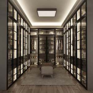 Ensemble de meubles de chambre à coucher contemporains en aluminium et bois 2024, armoire sur mesure, dressing, vestiaire - Product Image 5