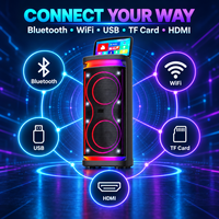 Système audio karaoké sur roulettes Android 14 avec écran intelligent, double haut-parleur de 10 pouces, 60W et microphone sans fil