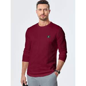 2025 sudadera informal de manga larga antiarrugas para hombre, patrón de punto Jacquard con cuello redondo para invierno - Product Image 5