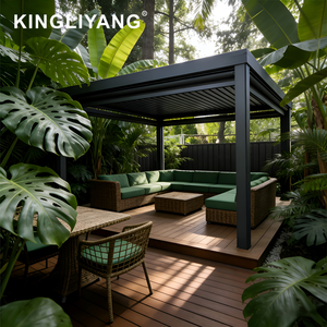 Classic Powder Coated Aluminum <strong>Pergola</strong> with Roof Patio <strong>Small</strong> Private Electric Outdoor Waterproof - Product Image 1