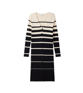 Robe longue <span class=keywords><strong>en</strong></span> maille respirante pour femme, grande <span class=keywords><strong>taille</strong></span>, coupe évasée, col <span class=keywords><strong>en</strong></span> V, boutonnée sur le devant, longueur genou, <span class=keywords><strong>taille</strong></span> naturelle, automne - Product Image 2