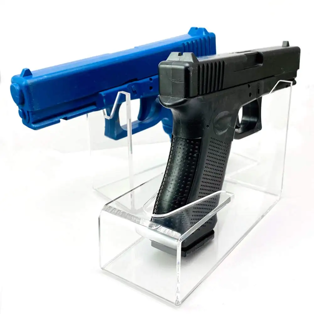 Fabrika özel toptan akrilik Gun perakende tablaları için vitrin modeli oyuncak standı akrilik küçük tabanca standı modeli oyuncak ekran
