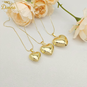 Affascinante grande cuore collana solido superficie liscia amore a forma di ciondolo gioielli a catena per donna uomo - Product Image 4