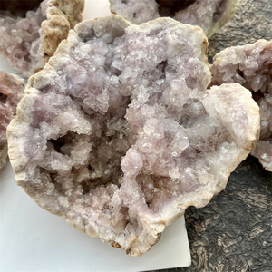 Yeni varış toptan yüksek kalite doğa ham kristal pembe ametist Geode küme satılık - Product Image 2