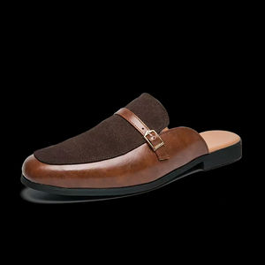 Chaussons d'extérieur pour hommes 2025 – Nouveau style été respirant anti-odeur à bout fermé, chaussures paresseuses à enfiler sans talon en cuir PU - Product Image 2
