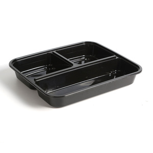 Three Compartment <b>Plastic</b> Lunch Box With <b>Lid</b> Thickened PP Rectangle Takeaway Food <b>Container</b> Disposable Packaging Box - Product Image 3
