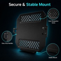 Support de montage pour ordinateur portable pour bras de moniteur, plaque de support ventilée noire avec trous VESA et poignées, support pour ordinateur portable pour le jeu