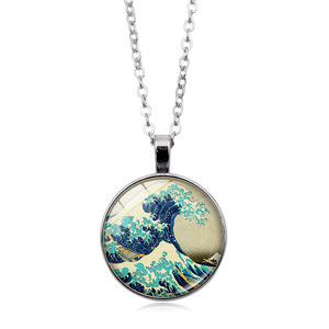 Bijoux Vintage Nuit Étoilée Gustav <span class=keywords><strong>Klimt</strong></span> Le Baiser Art Peinture Verre Cabochon Pendentif Ras Du Cou Chaîne Collier pour Femmes - Product Image 5