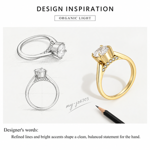 Asymmetrical Zircon Solitaire Stainless Steel <b>Ring</b> with 14K Gold Color Vacuum Plating - Product Image 3
