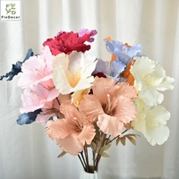 Offre Spéciale fleur artificielle 3 têtes fleur d'hibiscus hibiscus en soie pour décorations de maison de mariage