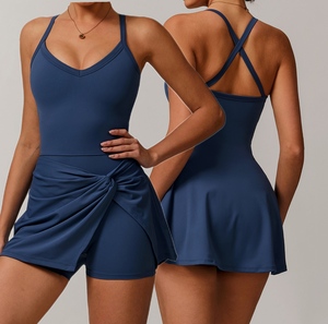 2025 Nieuwste Ontwerp Milieuvriendelijke Recycling Tennisjurk Met Diepe V-Hals, Ademende Nude Gevoel Cross-Cut Twist Sexy Bodycon-Jurk - Product Image 1