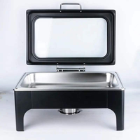 Kommerzielle Gastronomieausrüstung: Schwarzes Speisenwärmer-Set, Moderner Edelstahl-Buffet-Chafing-Dish für Partys