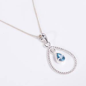 Granate natural corte pera piedra preciosa 925 colgante de plata esterlina con cadena de eslabones cubanos exportador de joyas de piedras preciosas de plata - Product Image 2