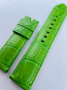 Bracelet de montre espagnol fait à la main, multicolore, vintage, de tailles multiples, avec logo personnalisé, bracelet en cuir d'alligator cousu à la main - Product Image 4