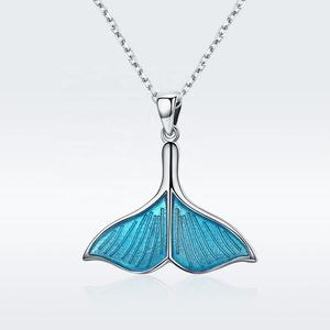 Collar de cadena de diseño barato delicado azul de alta calidad colgante de moda mujer amistad esmalte 925 collares de joyería de plata - Product Image 4