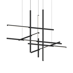 Lámpara de araña de grupo de combinación geométrica de iluminación moderna personalizada, lámpara lineal colgante LED para loft de vestíbulo de hotel - Product Image 5