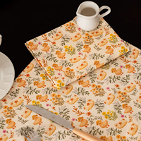 Napperon de table double couche antidérapant en coton 100% style vintage avec motif animaux et plantes mignons pour la maison et les fêtes en extérieur