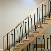 Balustrade de balcon carrée en métal ajouré de 44 pouces au design moderne et simple, garde-corps d'escalier en fer forgé pour appartement, école, maison