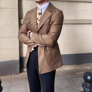 Autumn Winter <strong>Mandarin</strong> <strong>Collar</strong> High Set Vintage Waterproof Leather <strong>Jacket</strong> for Men Retro Hunting Leisure Party - Product Image 2