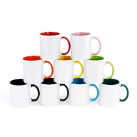 Mug en céramique bicolore personnalisé de 11 oz, tasse à café vierge pour sublimation avec poignée colorée, impression de logo DIY pour entreprise, maison, cadeau d'anniversaire