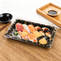 Boîte d'emballage alimentaire jetable de qualité supérieure pour sashimi japonais imprimé, de qualité alimentaire