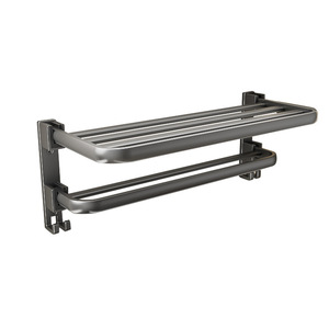 Juego de Baño de Seis Piezas, Estante para Toallas de Aleación de Aluminio Montado en la Pared, Color Gris Metálico, Organizadores de Almacenamiento Rectangulares para Ducha - Product Image 5