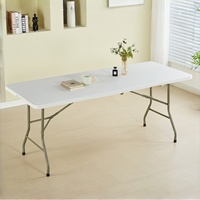 Table pliante en PEHD 1,8 m, durable et légère, pour extérieur, salle à manger, hôpital, cour, mariage, réunion, événements, blanche