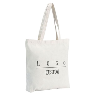 Sacs fourre-tout en toile de coton personnalisés en gros, blancs unis, réutilisables, avec logo imprimé sur mesure - Product Image 1
