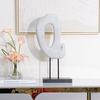 Sculpture abstraite en marbre personnalisable, art en pierre noir et blanc, ornement décoratif avec base en métal pour commande en gros