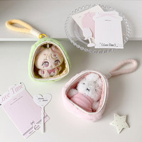 Sac de transport triangulaire en peluche mignon avec fenêtre transparente pour exposition extérieure, pour petites poupées Kawaii de 10 cm et jouets en peluche porte-clés