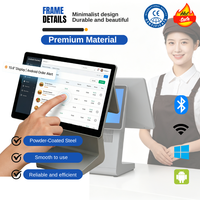 Máquina POS Android Industrial de 15.6 Pulgadas con Pantalla Dual, Caja Registradora Inteligente Todo en Uno, Máquina de Facturación de Alta Velocidad para Tiendas de Conveniencia
