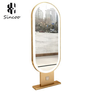 กระจกตั้งพื้นสองด้านสีทองสำหรับร้านทำผม Sincoo Professional Modern Glass สำหรับร้านตัดผมและห้างสรรพสินค้า - Product Image 6