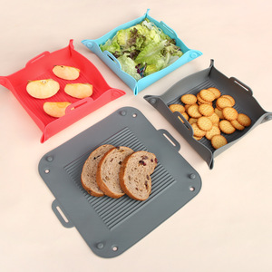 Bandeja de silicona multiusos para hornear, plegable, reutilizable, apta para horno, para freidora de aire, herramientas de repostería, color sólido - Product Image 1