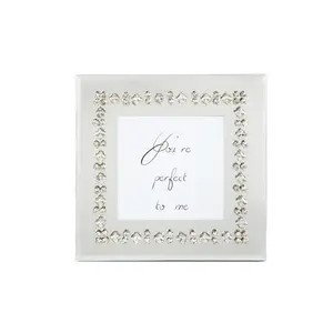 Jinn Home 18x18CM Miroir en verre cadre photo DIY avec cadre photo en verre diamant