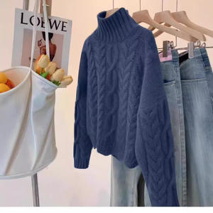 <span class=keywords><strong>Pull</strong></span> à <span class=keywords><strong>col</strong></span> <span class=keywords><strong>roulé</strong></span> en maille torsadée <span class=keywords><strong>blanc</strong></span> pour <span class=keywords><strong>femme</strong></span>, personnalisé, automne-hiver 2026, manches longues, ample, tricot épais, pour <span class=keywords><strong>femme</strong></span> - Product Image 4