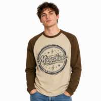 T-shirt à manches longues raglan color block ODM pour homme, imprimé pigmentaire circulaire rétro, idéal printemps-automne, pour fêtes en extérieur, coupe ample en coton, style hip-hop