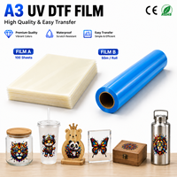 Feuilles de film de transfert UV DTF Qinyu AB, format A3, matériau PET pour imprimante UV