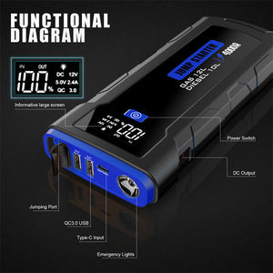 Power Bank Jump Starter 24000mah dengan lampu LED, senter asuransi 4000 Amp untuk truk dan sepeda motor 4000A arus puncak - Product Image 5