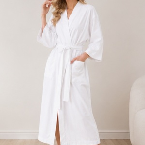 Accappatoio di Lusso a Maniche Lunghe per Donna, Personalizzabile, 100% <span class=keywords><strong>Cotone</strong></span>, Vestaglia con Cintura Stile Kimono, Abbigliamento <span class=keywords><strong>da</strong></span> <span class=keywords><strong>Notte</strong></span> - Product Image 1