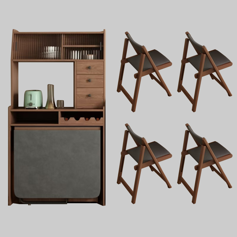 High sideboard + folding dining table + 4 chairs