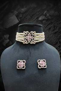 Ras du cou indien fabricant de collier en laiton AD ensemble de pendentifs tendance pour les vêtements de fête de mariage des femmes - Product Image 4