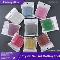 Bâtonnets à ongles double tête en cristal orange pour repousser les peaux mortes et décorer les ongles, 100 pièces/paquet