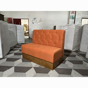 Banc de <span class=keywords><strong>restaurant</strong></span> commercial en cuir PU gris foncé avec base en bois massif pour café et salle à manger BQ009 - Product Image 1