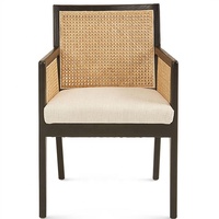 Chaise de salle à manger en rotin en bois, vente en gros, café-restaurant nordique contemporain, accoudoir pour table à manger