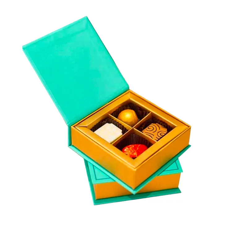 2023 Hot Sale Luxus Magnet karton 4 Stück Schokoladen box Papier Geschenk boxen mit Trennwänden für Schokolade