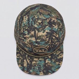 Casquette de golf camouflage vert Woodland, imperméable, avec patch PVC, cordon, 5 panneaux, perforations laser, respirante, snapback, pour hommes et femmes - Product Image 6