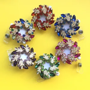 buaya putar lencana Suppliers-Dekorasi Berkilau Mewah Karangan Bunga Dekoratif Klip Aligator Kristal Berlian Imitasi Lencana Reel