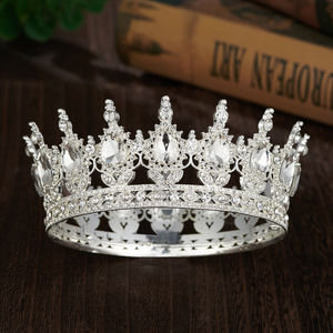 Couronne de mariée baroque européenne et américaine, 16 gouttes d'eau, cristaux blancs incrustés de diamants, style vintage, pour reine de concours et jeunes filles - Product Image 3