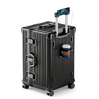 Valise de voyage rigide classique unisexe grande capacité 28-32 pouces en aluminium épaissi robuste et durable avec roues pivotantes